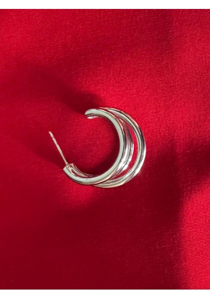 Çoklu Görünümlü Silver Çelik Halka Küpe