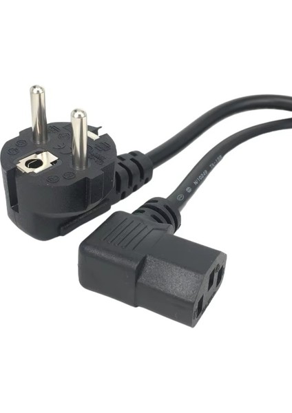 1.8mtr 2 Pin Erkek Iec 3 Pin Dişi, Schuko Iec C13 Açılı 90 Derece Ac Güç Kablosu