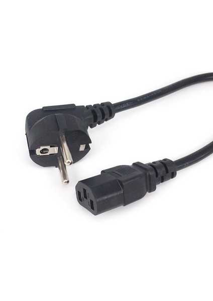 1.8mtr 2 Pin Erkek Iec 3 Pin Dişi, Schuko Iec C13 Açılı 90 Derece Ac Güç Kablosu