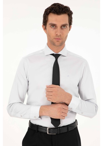 Erkek Slim Fit Basic Gömlek - Beyaz modelleri