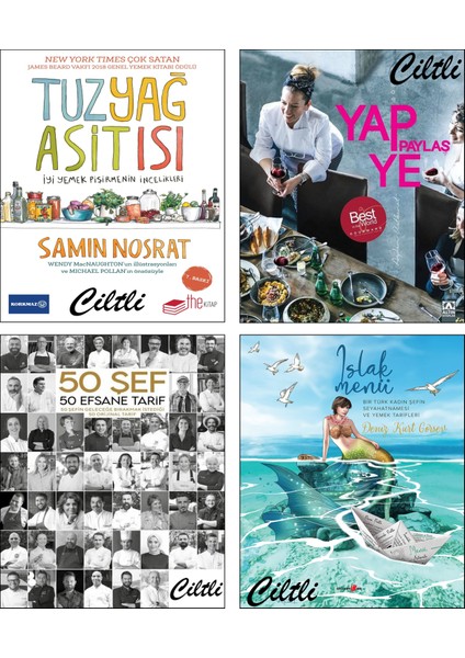 Tuz Yağ Asit Isı : İyi Yemek Pişirmenin İncelikleri (Samin Nosrat) + Yap Ye Paylaş + 50 Şef 50 Efsane Tarif + Islak Menü (Deniz Kurt Görsev) / 4 Kitap Set