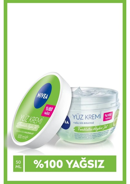 Yüz Bakım Kremi Ve Makyaj Bazı Ferahlatıcı Hydro Jel 100 ml,Hyaluronik Asit,Parlama Karşıtı