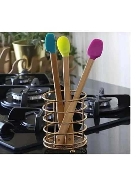 Silikon Uçlu Isıya Dayanıklı Bambu Spatula 3'lü Set