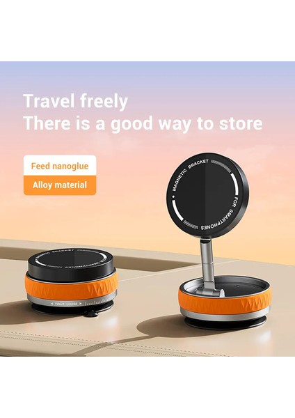 360° Dönebilen 270° Katlanabilir Vakumlu Vantuzlu Manyetik Arabalar Için Çelik Telefon Tutacağı
