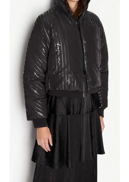 Kadın Kısa Bomber Mont-Siyah