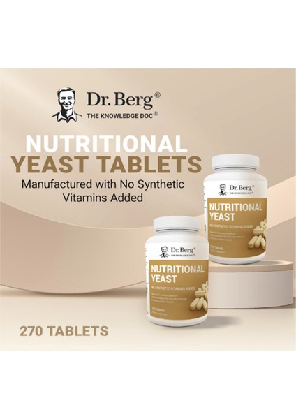 Nutritional Yeast – Natural B12 Added - All 8 B Vitamin Complex – Organic Vanilla Flavor - 270 Vegan Tablets indirimleri