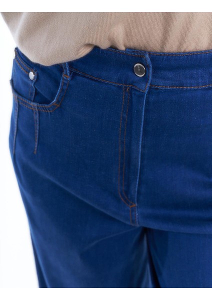 Kadın Püsküllü Geniş Paça Pantolon-Koyu Lacivert