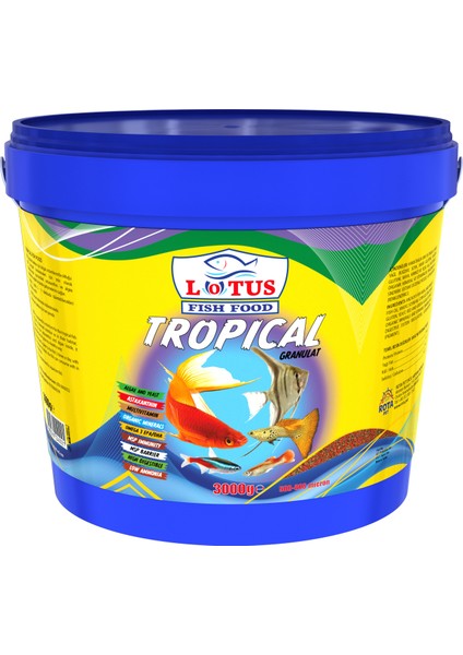 Tropical Mix 3kg Kova Lepistes Melek Moli Canlı Doğuran Balık Yemi, Spirulina Garlic 250gr Sarımsak
