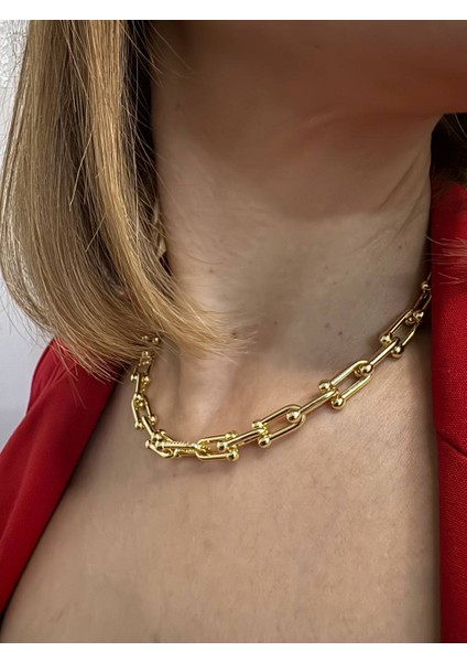 Ünlü Model Gold Çelik Kolye