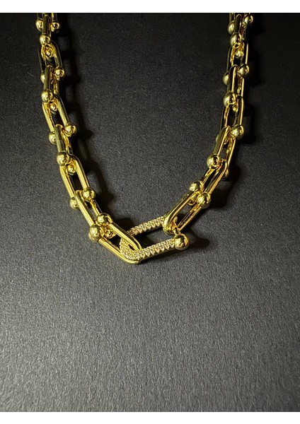 Ünlü Model Gold Çelik Kolye
