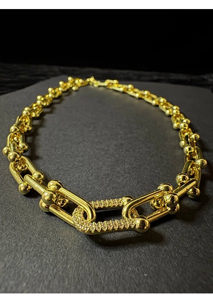 Ünlü Model Gold Çelik Kolye