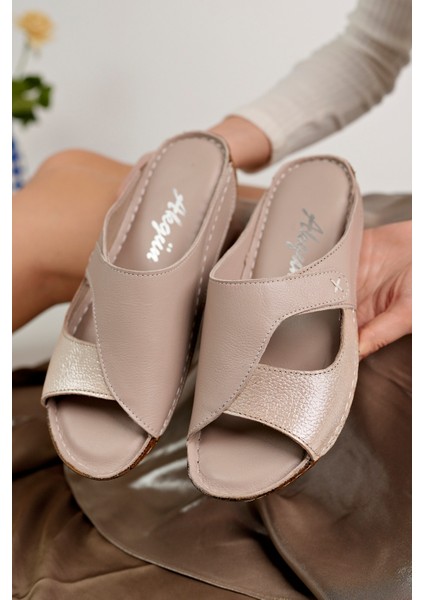 Kadın Hakiki Deri Vizon Comfort Terlik