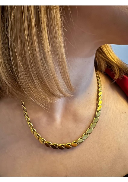 Arpa Model Gold Çelik Kolye