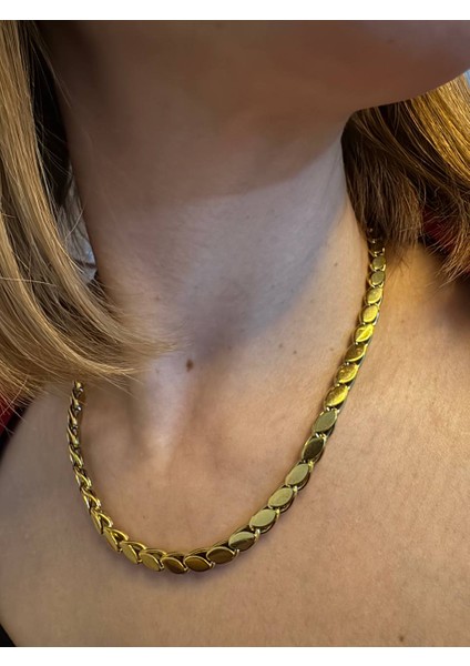 Arpa Model Gold Çelik Kolye