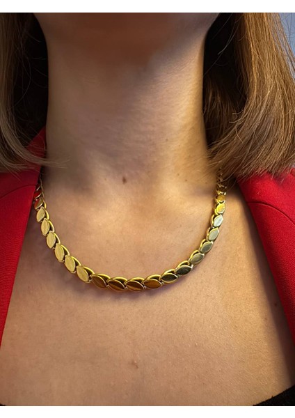 Arpa Model Gold Çelik Kolye