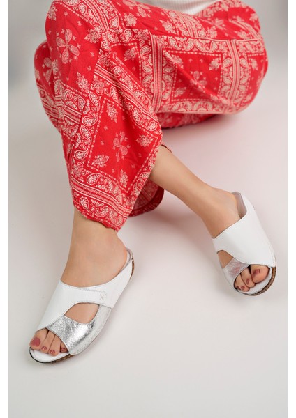 Kadın Hakiki Deri Beyaz Comfort Terlik fiyatları