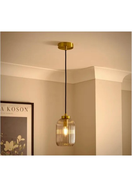 Mylights Rustik Vintage Bal Camlı Tavan Sarkıt Avize 14 cm Cap