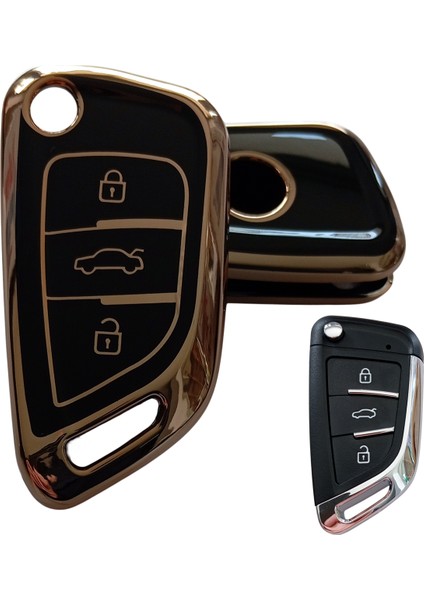 Bmw Tipli Kd Keydiy NB29 Uyumlu Kumanda Anahtar Kılıfı Oto Anahtarlık Siyah Gold