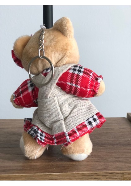 Sevimli Elbiseli Tulumlu Ayıcık Peluş Oyuncak Anahtarlık Uyku Arkadaşı Hediyelik 12 cm fiyatları