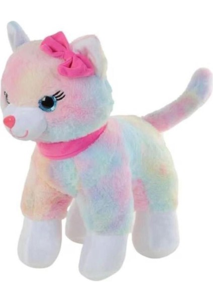 Peluş 30 cm Pembe Tokalı Kedi PL62555