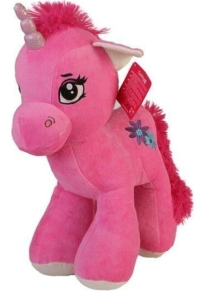 Peluş Boynuzlu At 45 cm Pembe