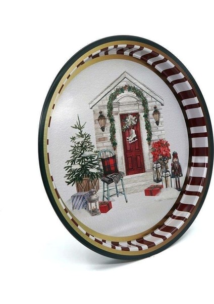 Edinburgh Haven Desenli Yuvarlak Metal Tepsi, 31,5 cm fiyatları