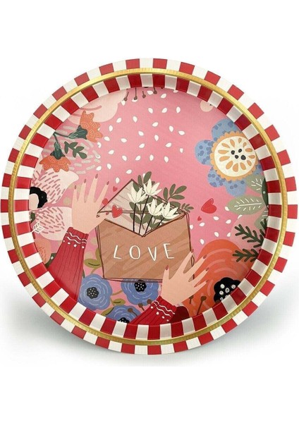 Love Desenli Yuvarlak Metal Tepsi, 31,5 cm fiyatları