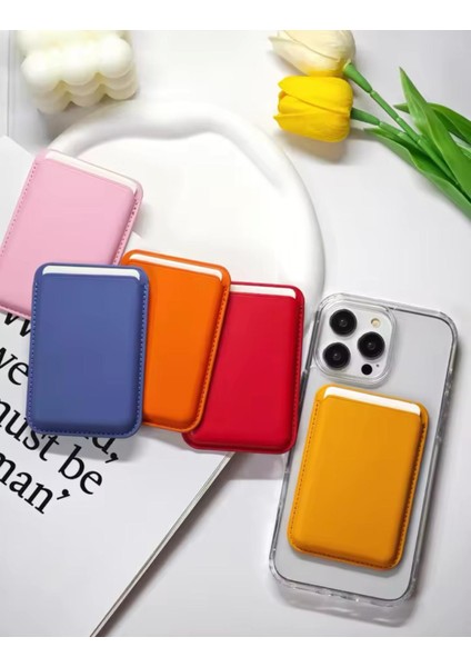 Magsafe Özellikli Güçlü Mıknatıslı Deri Kartlık Cüzdan Tüm Telefonlar ile Uyumlu Manyetik Kartlık fırsatları