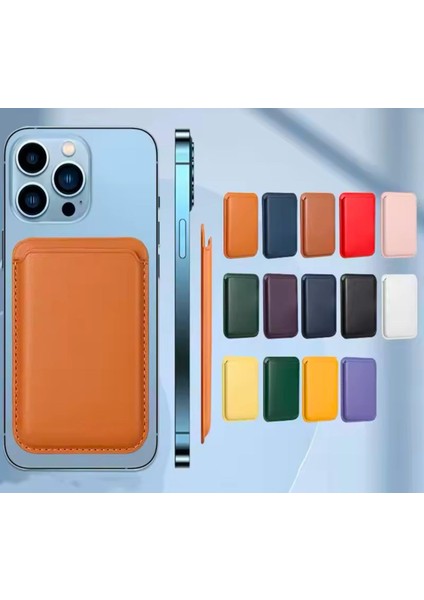 Magsafe Özellikli Güçlü Mıknatıslı Deri Kartlık Cüzdan Tüm Telefonlar ile Uyumlu Manyetik Kartlık indirimleri