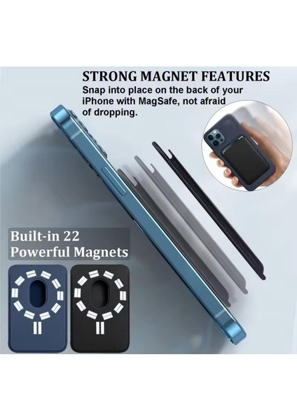 Magsafe Özellikli Güçlü Mıknatıslı Deri Kartlık Cüzdan Tüm Telefonlar ile Uyumlu Manyetik Kartlık modelleri