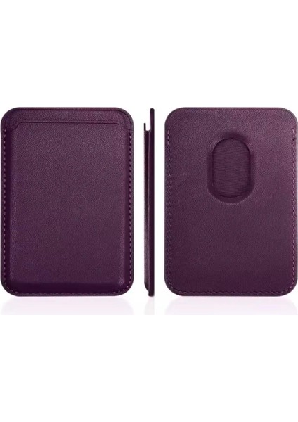 Magsafe Özellikli Güçlü Mıknatıslı Deri Kartlık Cüzdan Tüm Telefonlar ile Uyumlu Manyetik Kartlık
