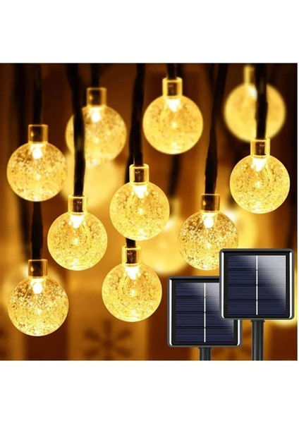 50 LED 7 Metre Sarı Opak Solar LED Işık Güneş Enerjili Bahçe Teras Balkon Ofis Ağaç Aydınlatması