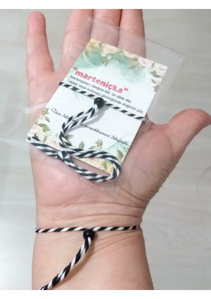 12 (On İki) Adet Siyah Çek Cam Boncuklu Unisex Siyah Beyaz Marteniçka Bileklik