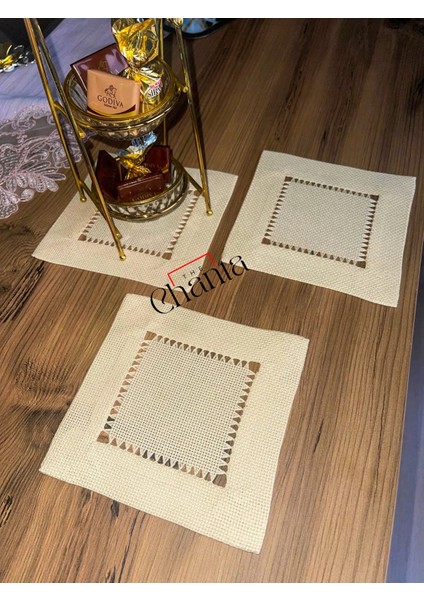 Antika Ajurlu El Işi Kahve Sunum Keten Peçete indirimleri
