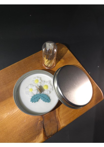 Doğal Soya Wax Dekoratif Teneke Mum (Papatya)