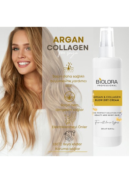 Çift Isı Koruyucu Etkili & Argan Collegen Fön Suyu Sprey 250ML.
