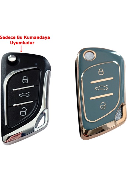 Cadillac Tipli Kd Keydiy NB30 Uyumlu Kumanda Anahtar Kılıfı Oto Anahtarlık Gri Gold indirimleri