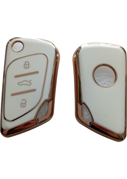 Cadillac Tipli Kd Keydiy NB30 Uyumlu Kumanda Anahtar Kılıfı Oto Anahtarlık Beyaz Gold fırsatları