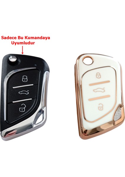 Cadillac Tipli Kd Keydiy NB30 Uyumlu Kumanda Anahtar Kılıfı Oto Anahtarlık Beyaz Gold indirimleri
