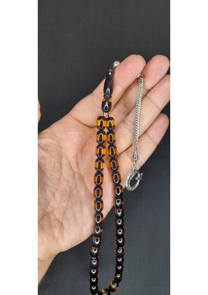 Sevgiliye Özel Hediye Sürmeli Uçak Camı Tesbih Bordo-Sarı Renk H-1455.