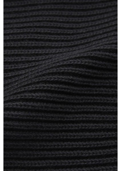 Erkek Woven Fermuarlı Kazak - Siyah