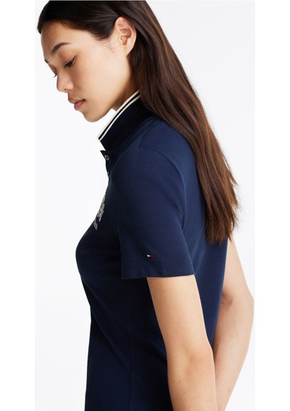 Kadın Varsity Graphic Polo Elbise - Lacivert modelleri