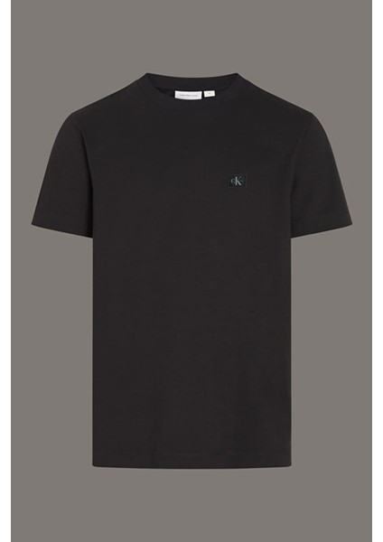 Erkek Woven Label T-Shirt - Siyah