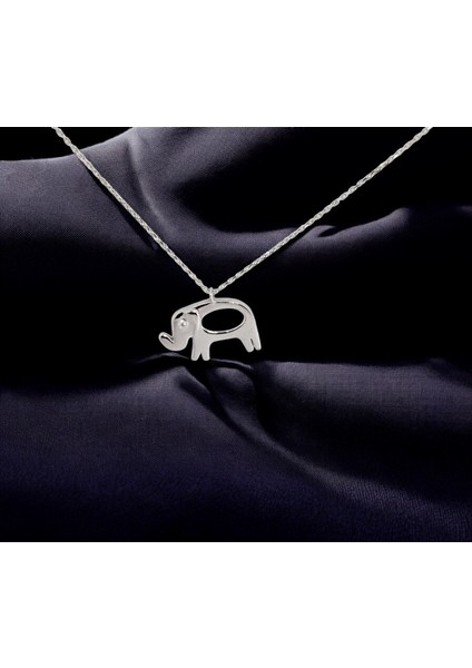14K Altın 0.01CT Pırlantalı Fil Kolye