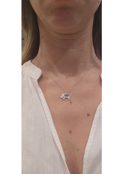 14K Altın 0.01CT Pırlantalı Fil Kolye