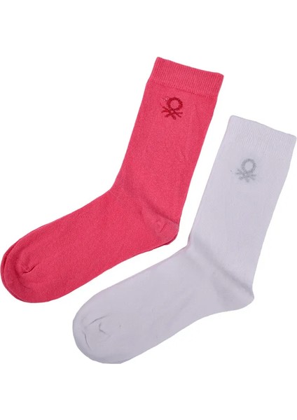 Kadın BNT-W24073 2 Li Soket Çorap - Pembe - Beyaz