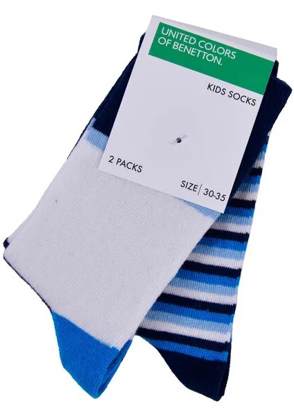 Erkek Çocuk 2 Li Soket Çorap - Mavi Çizgili