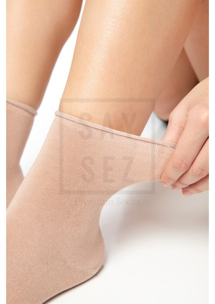 Bambu Kadın Lastiksiz Soket Dikişsiz Premium Çorap Kutulu 6'lı / Iz Bırakmaz / Sıkmayan Çorap
