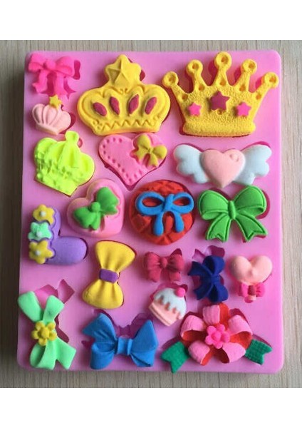 Taç Kurdele Çiçek Kalp Cupcake Silikon Kalıp K-1131 modelleri
