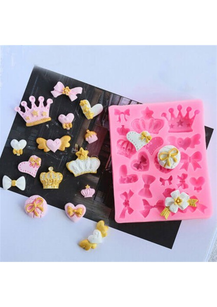 Taç Kurdele Çiçek Kalp Cupcake Silikon Kalıp K-1131 fırsatları